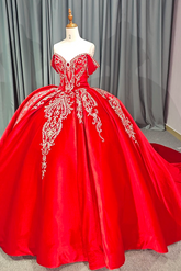 Red Quinceanera Off The Shoulder Dress Ball Gown Sweet 16 Dress