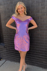 Royal Blue Homecoming Dress Open Back Sequin Tight Hoco Dress