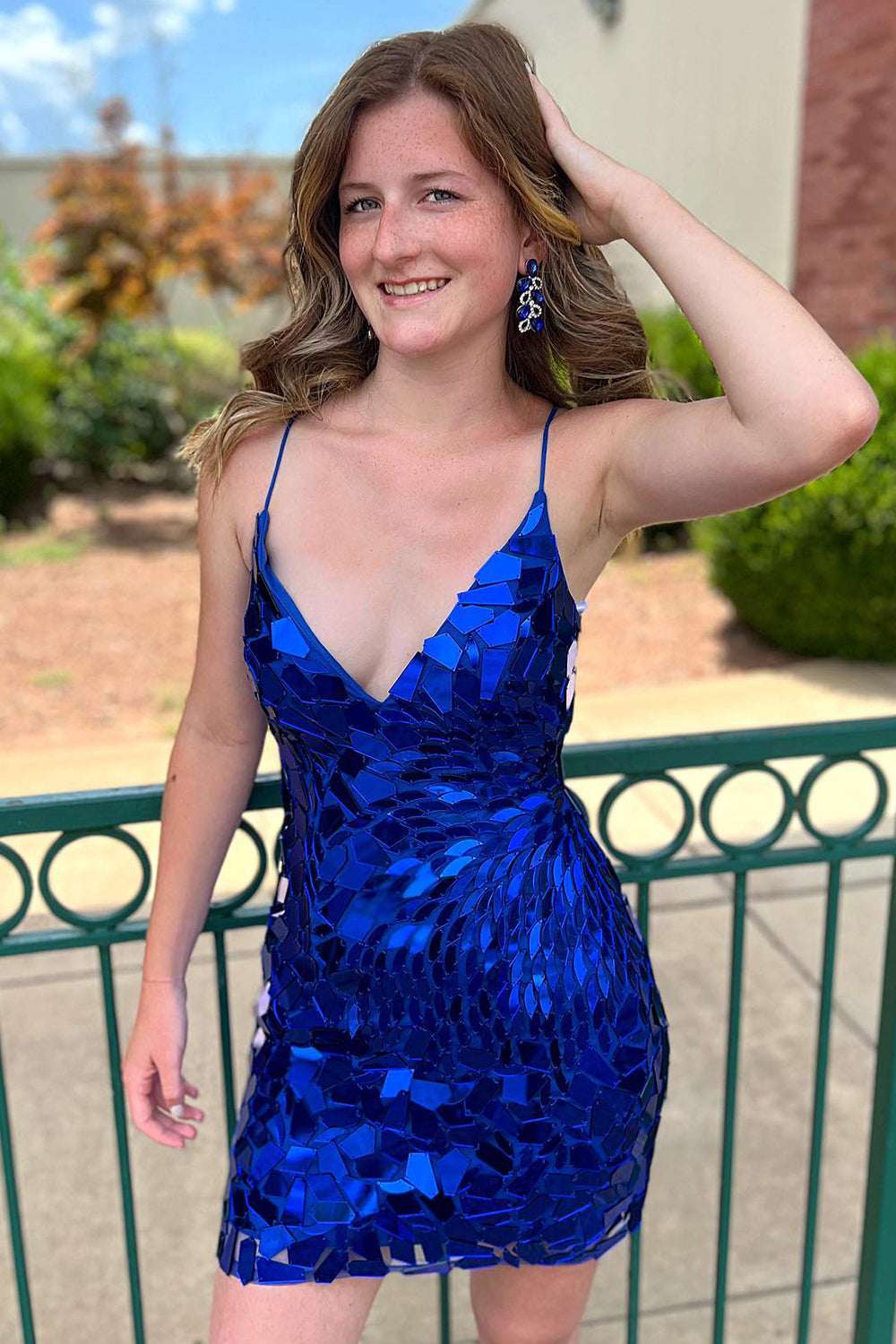 Royal Blue Homecoming Dress Sequined Tight Short Cocktail Dresses