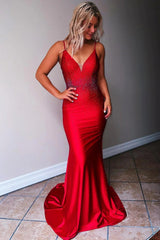 Royal Blue Prom Dress Beadings Mermaid Evening Dress