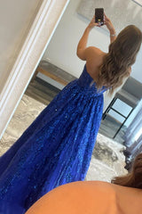 Royal Blue Prom Dress Long Evening Dress with Pockets