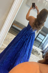 Royal Blue Prom Dress Long Evening Dress with Pockets