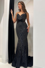 Royal Blue Prom Dress Mermaid Long Evening Dress With Sequined