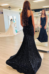 Royal Blue Prom Dress Sequined Mermaid Corset Long Evening Dress