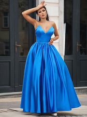 Royal Blue V Neck Long Evening Dress