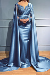 Rust Long Sleeve Mermaid Formal Dress with Bead Appliques and Ruffles