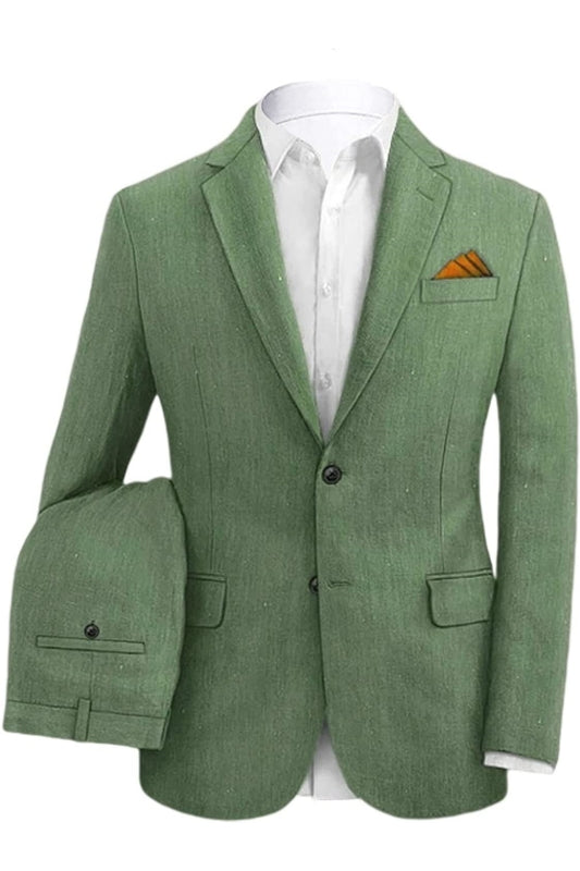 Sage Green Two Piece Notched Lapel Prom Suit
