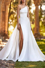 Satin Wedding Dress With Split Front