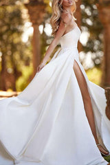 Satin Wedding Dress With Split Front