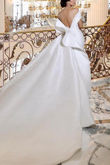 Satin Wedding Dress with Strapless Sleeveless Court Train