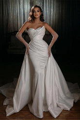 Satin/Sequined Wedding Dress with Detachable Trumpet/Mermaid Sweetheart Silhouette