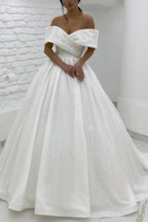 Sequin Off The Shoulder Ball Gown Wedding Dress