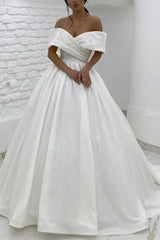 Sequin Off The Shoulder Ball Gown Wedding Dress