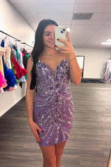 Sequins Blue Homecoming Dresses Strapless Short Tight Cocktail Dresses