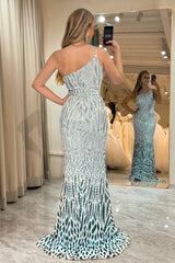 Sequins Mermaid One Shoulder Long Prom Dress