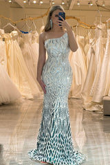 Sequins Mermaid One Shoulder Long Prom Dress