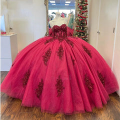 Sexy & Hot Ball Gown Sweetheart Neck Lace Appliques Beaded Hot Pink Tulle Quinceanera Dress Princess Party Gown For Sweet 16