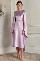 Sheath Knee-Length Lilac Scoop Formal Dress With Shawl