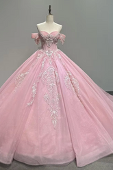 Short Sleeves Quinceanera Pink Dress Ball Gown Sweet 16 Dress