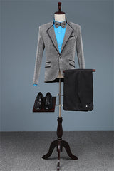 Silvery Notched Lapel Two Piece Sequin Prom Suit