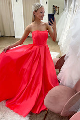 Simply Coral Prom Dress Sweetheart A Line Satin Formal Dress