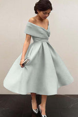 Sky Blue Homecoming Dress Off the Shoulder Sleeveless A Line Short Cocktail Dress