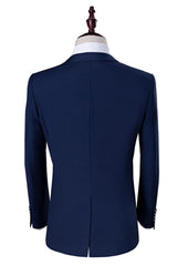 Sleek Navy Blue 3-Piece Slim Fit Tuxedo Suit