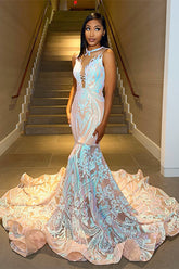 Sleeveless Mermaid Heavy Long Evening Dress with Appliques