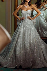 Sleeveless Sequined Wedding Dress With Bow(s)