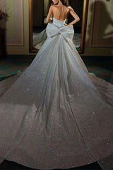 Sleeveless Sequined Wedding Dress With Bow(s)