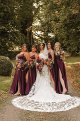 Spaghetti Straps A Line Sleeveless Satin Bridesmaid Dress