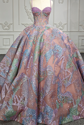 Spaghetti Straps Quinceanera Dress Ball Gown Sequined Sweet 16 Dress