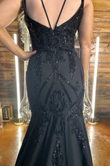 Spaghetti Straps Wedding Dress Mermaid Sequined Bridal Gown with Lace Appliques