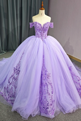 Sparkling Purple Off the Shoulder Quinceanera Dress Ball Gown Sweet 16 Dress
