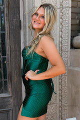Beaded Dark Green Corset Bodycon Halter Short Homecoming Dress