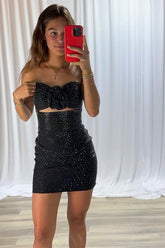 Sparkly Bodycon Strapless Short Homecoming Dress with Beading