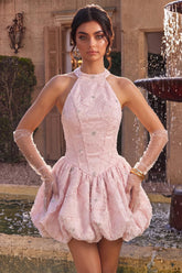 Sparkly Floral Pink A-Line Beaded Short Corset Homecoming Dress