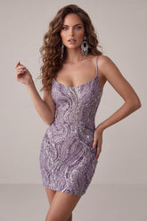 Sparkly Lilac Beaded Tight Short Homecoming Dress