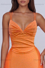 Orange Tight Short Beaded Homecoming Dress with Cape