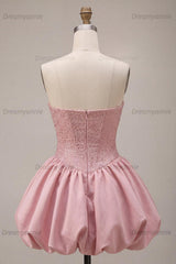Pink Sweetheart Beaded A Line Short Corset Homecoming Dress