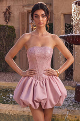 Sparkly Pink Sweetheart Beaded A Line Short Corset Homecoming Dress