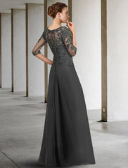 Square Neck Long A Line Mother of the Bride Dresses