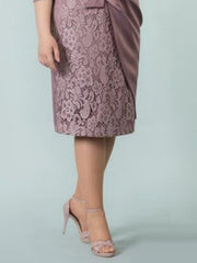 Square Neck Tea Length Sheath Column Dresses for the Mother of the Bride