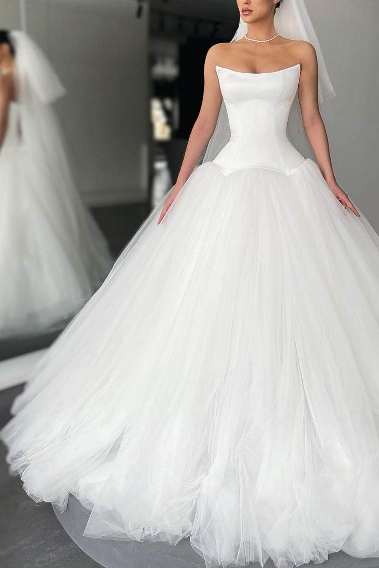 Strapless Ball Gown Simple Vintage Wedding Dress : Strapless Ball Gown Simple Vintage Wedding Dress