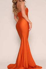 Strapless Fitted Trumpet Mermaid Jersey Bridesmaid Dress