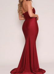 Strapless Fitted Trumpet Mermaid Jersey Bridesmaid Dress