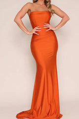 Strapless Fitted Trumpet Mermaid Jersey Bridesmaid Dress