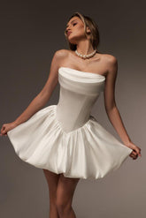 Strapless Homecoming Dress Sleeveless Short A Line Cocktail Dress With Pleated