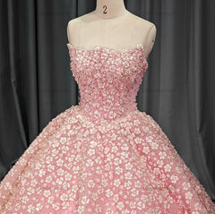 Strapless Pink Quinceanera Dress Sequined Ball Gown Sweet 16 Dress