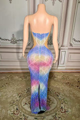 Strapless Prom Dress Mermaid Formal Evening Dress with Beadings